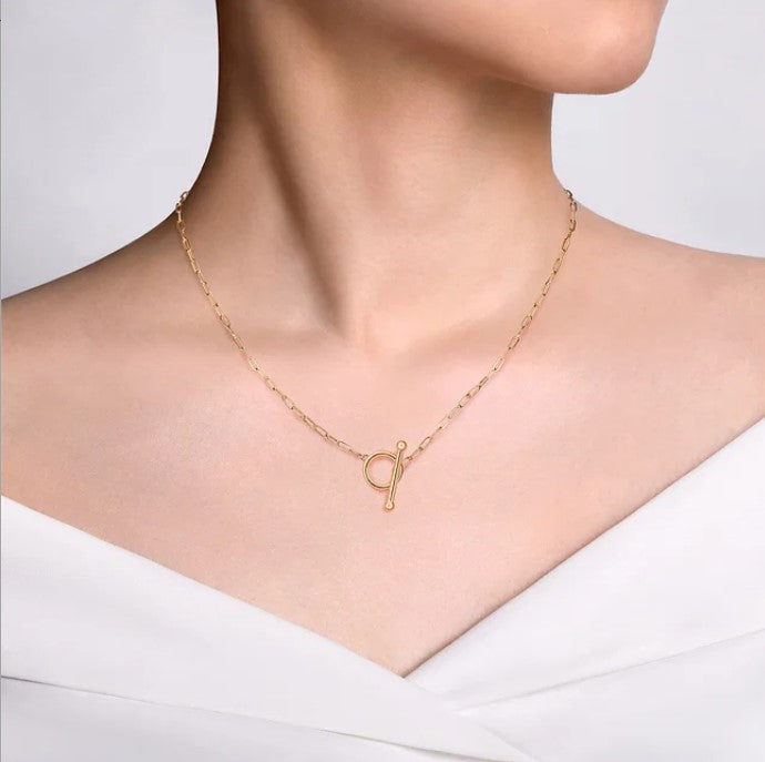 14K Yellow Gold Chain Necklace with Toggle