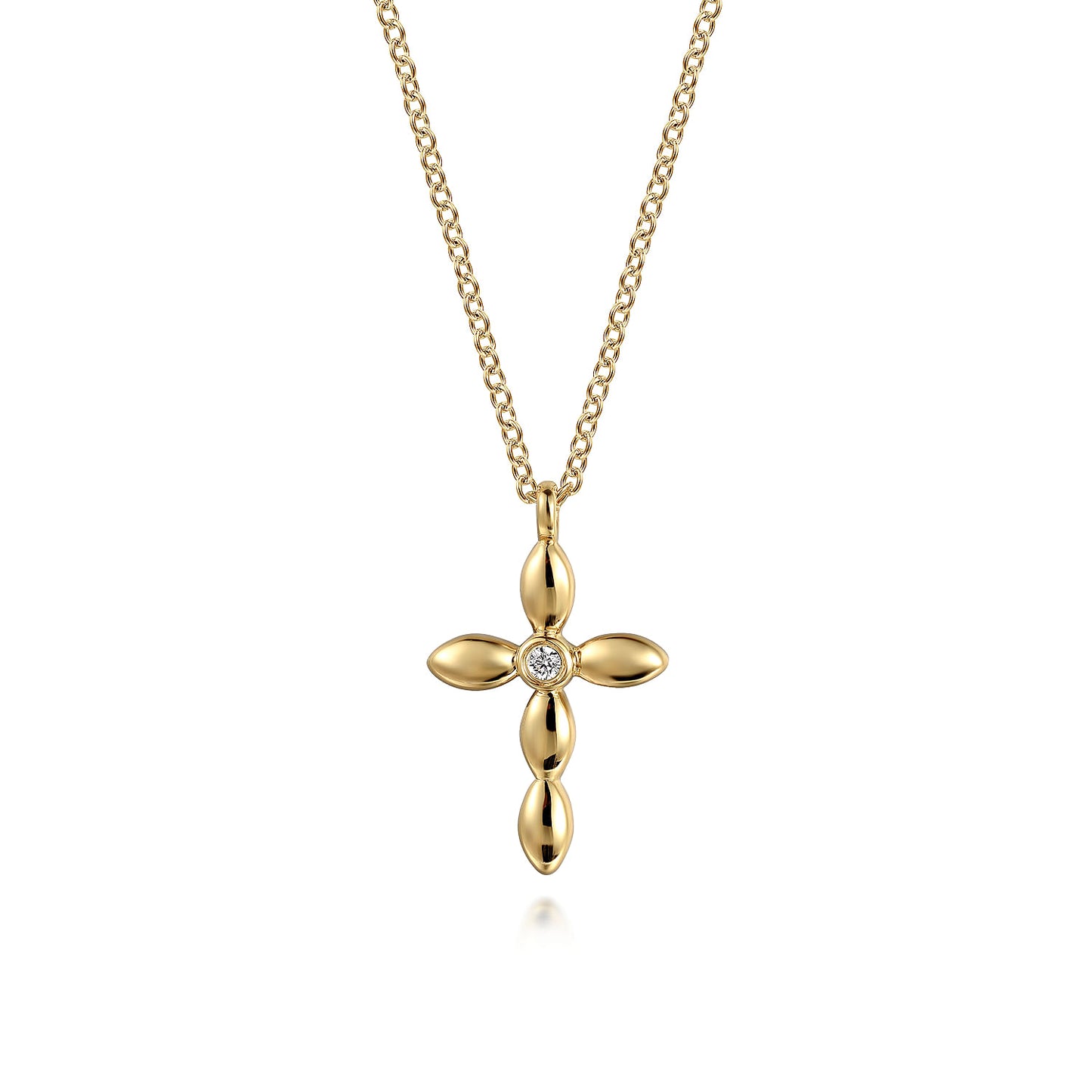 14K Yellow Gold Diamond Cross Necklace