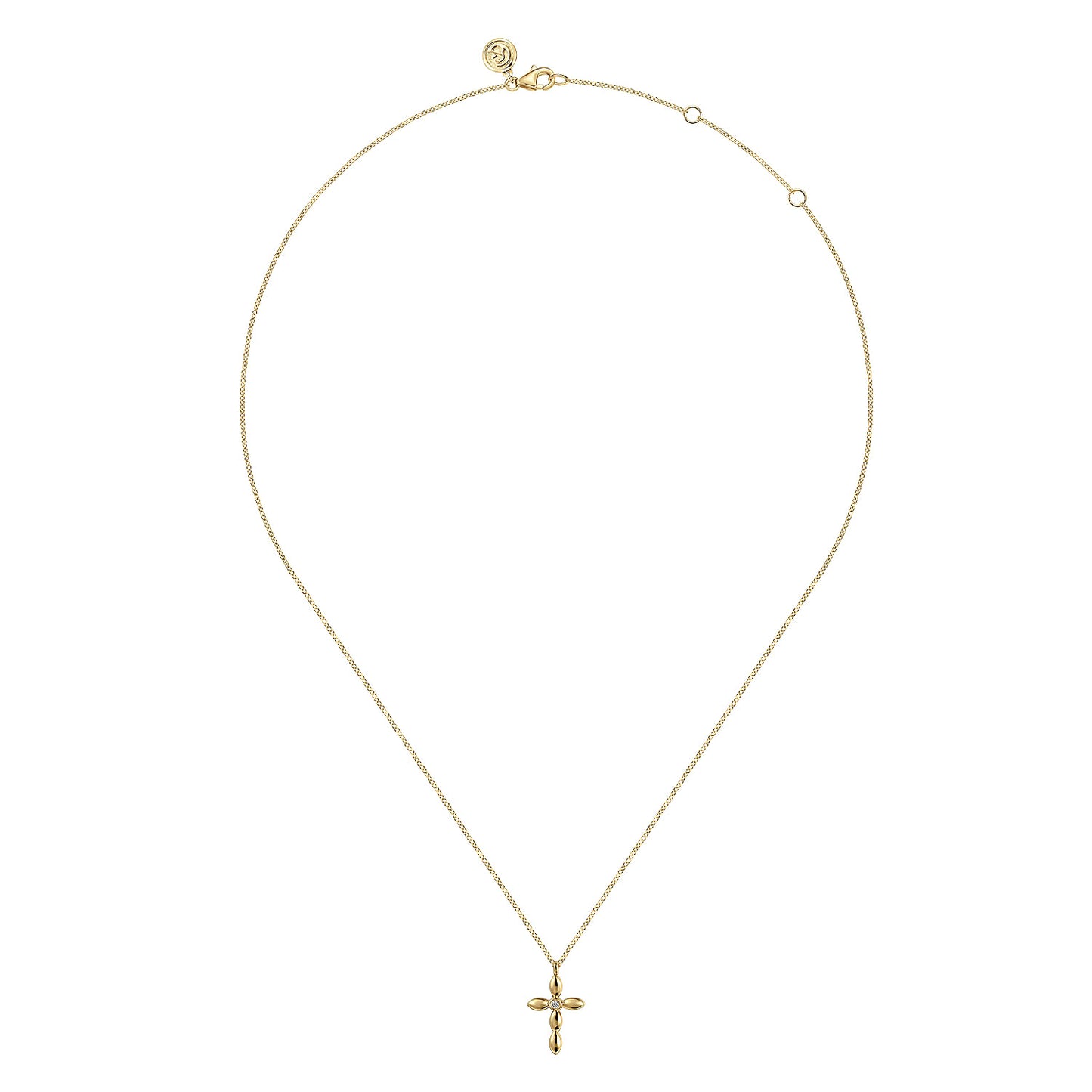 14K Yellow Gold Diamond Cross Necklace