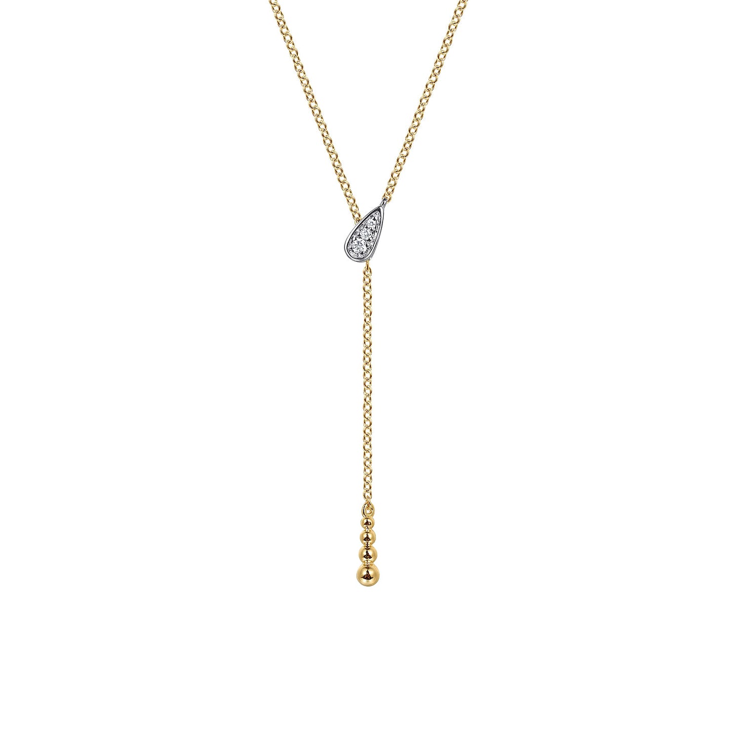 14K White & Yellow Gold Bujukan And Diamond Y Necklace