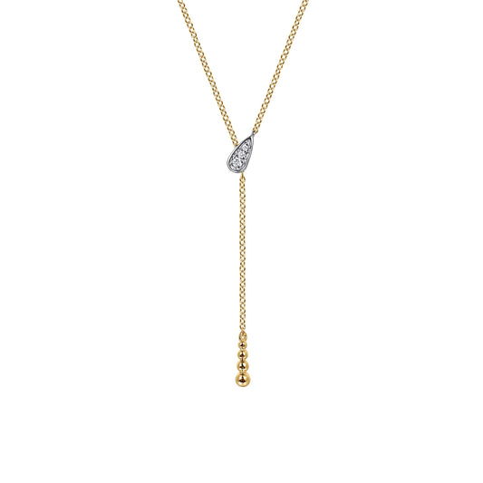 14K White & Yellow Gold Bujukan And Diamond Y Necklace