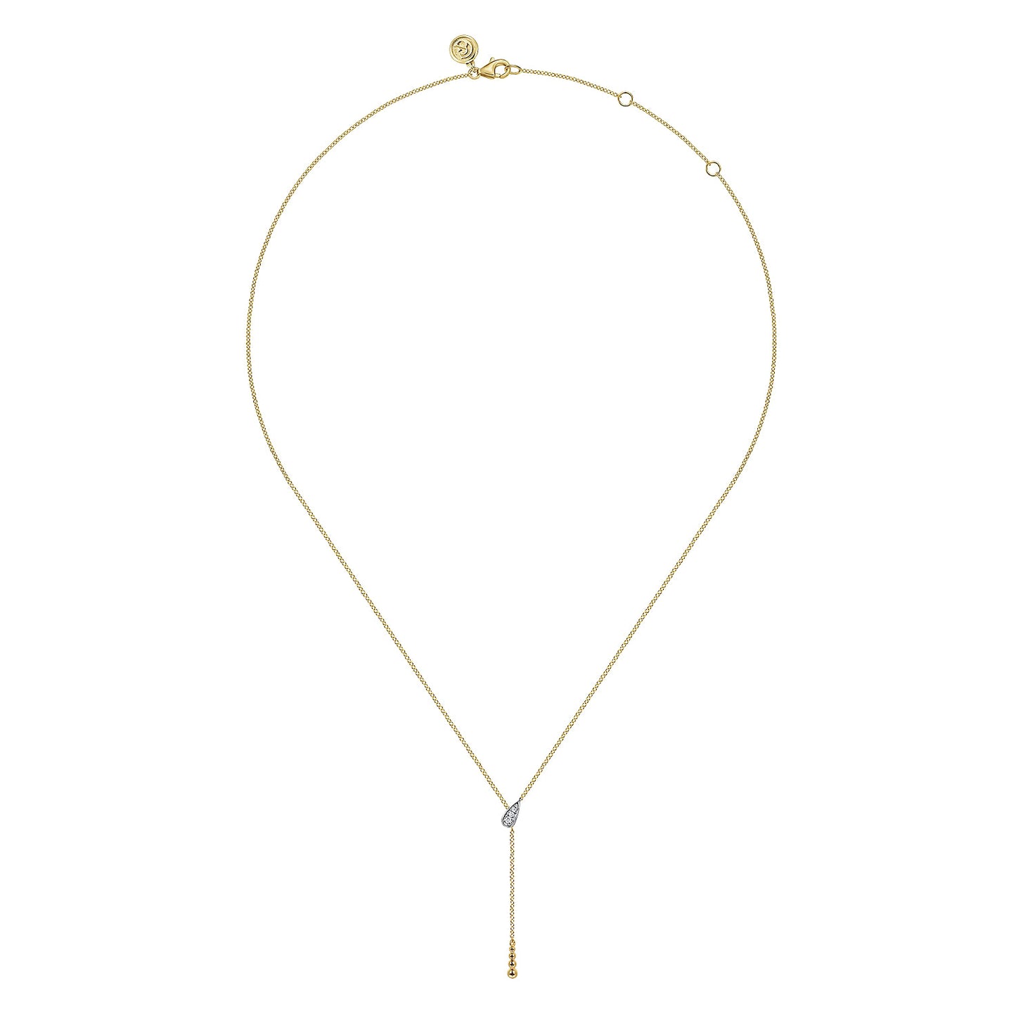 14K White & Yellow Gold Bujukan And Diamond Y Necklace