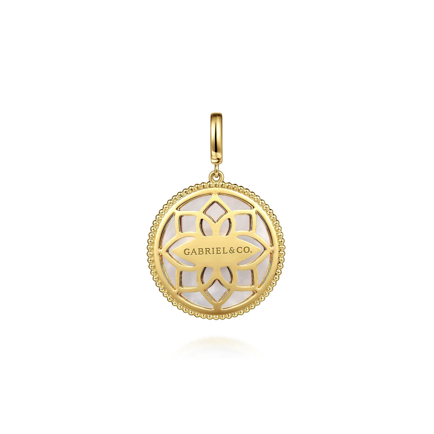 14K Yellow Gold Bujukan Diamond & Mother of Pearl Starburst Medallion Pendant With Detachable Bail