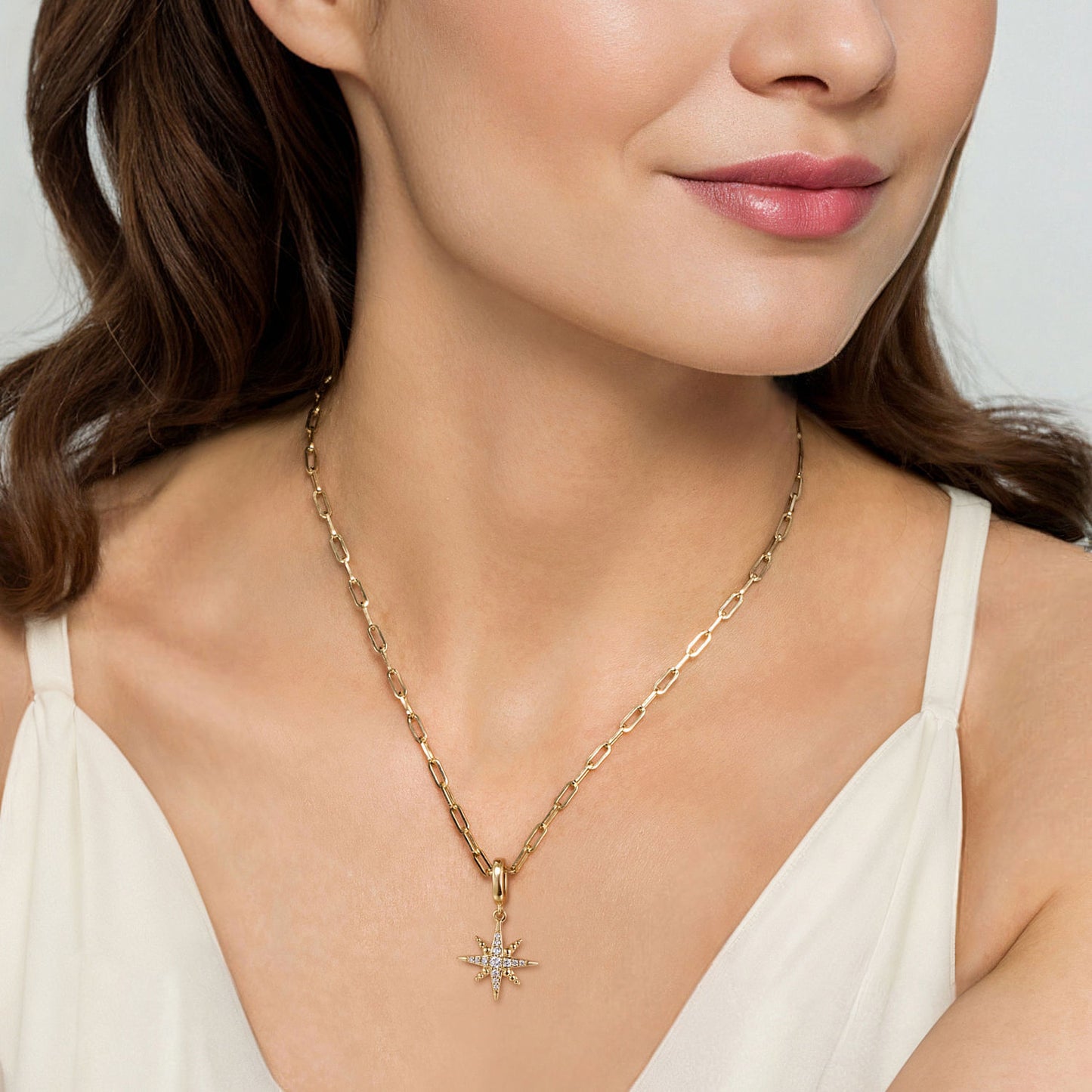 14K Yellow Gold Diamond Star Pendant/Charm