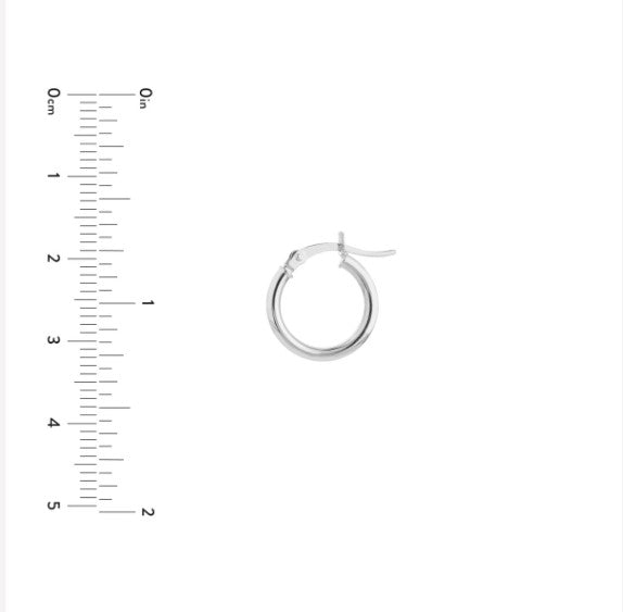 14K White Gold 2mm x 15mm Polished Hoop Earrings - Available in Yellow, White, and Rose Gold