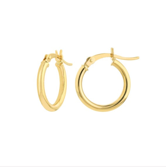 14K White Gold 2mm x 15mm Polished Hoop Earrings - Available in Yellow, White, and Rose Gold