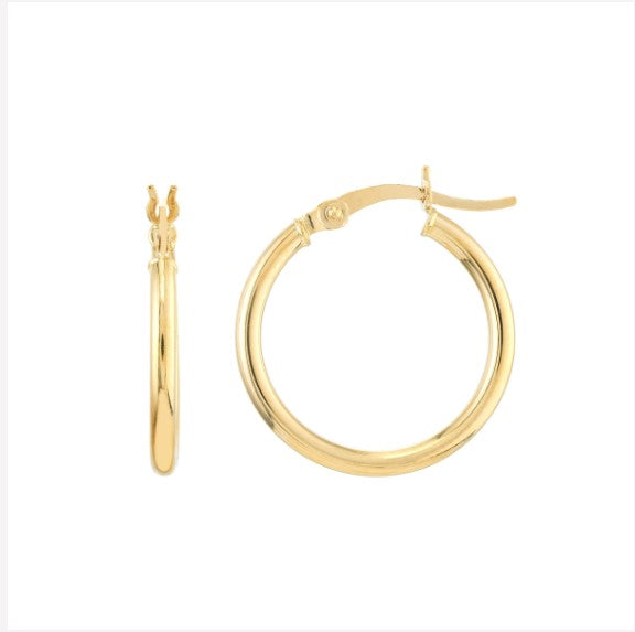 14K White Gold 2mm x 20mm Polished Hoop Earrings - Available in Yellow, White, and Rose Gold