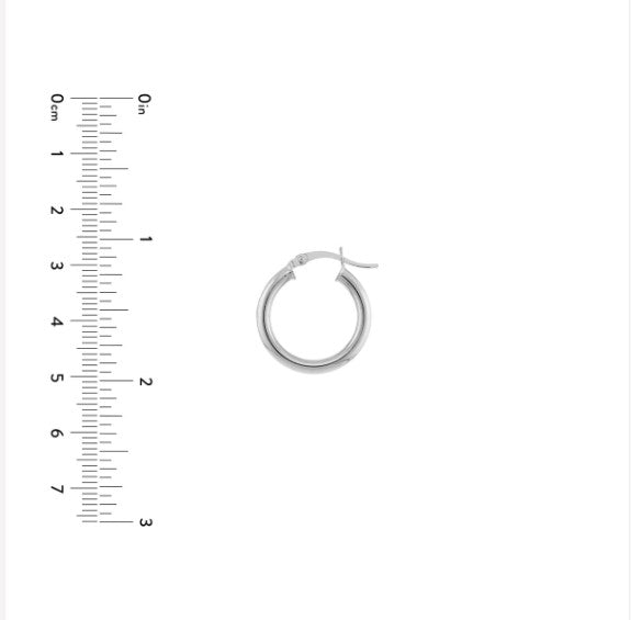 14K White Gold 3mm x 20mm Polished Hoop Earrings - Available in Yellow, White, and Rose Gold