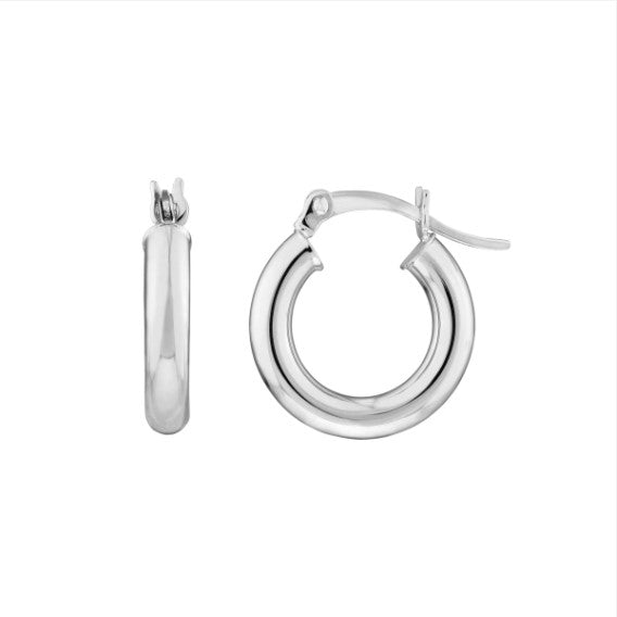 14K Yellow Gold 3mm x 15mm Polished Hoop Earrings - Available in Yellow, White, and Rose Gold