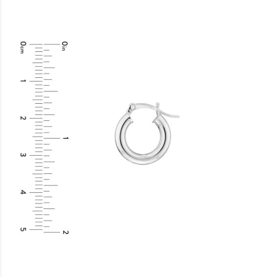 14K White Gold 3mm x 15mm Polished Hoop Earrings - Available in Yellow, White, and Rose Gold