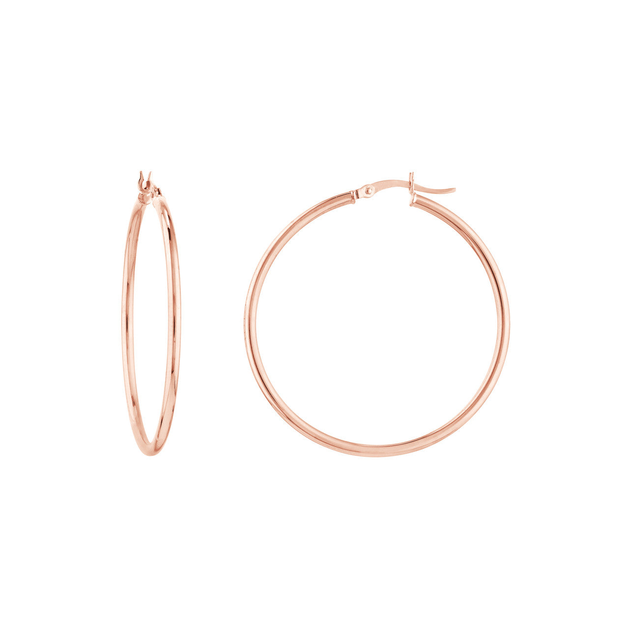 14K Yellow Gold 2mm x 40mm Polished Hoop Earrings - Available in Yellow, White, and Rose Gold (Copy)