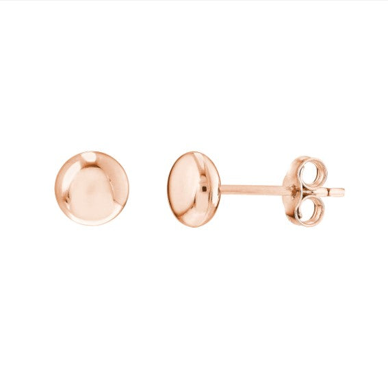 14K Yellow Gold 5.5mm Flat Round Pebble Stud Earrings